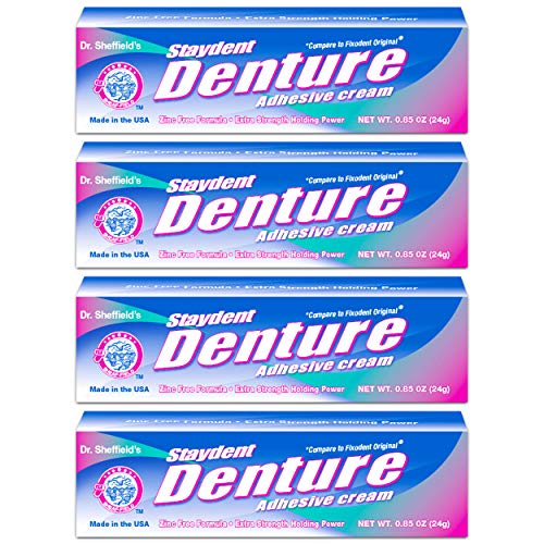 Staydent Denture Adhesive Cream, Dr. Sheffield's, 0.85 Oz. (Pack of 4) by She...