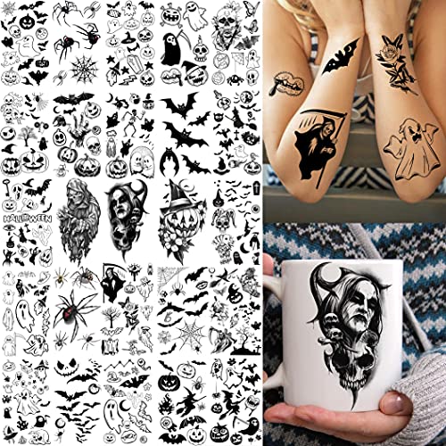 Shegazzi 52 Sheets Halloween Temporary Tattoos For Kids Boys Girls Women Men,...