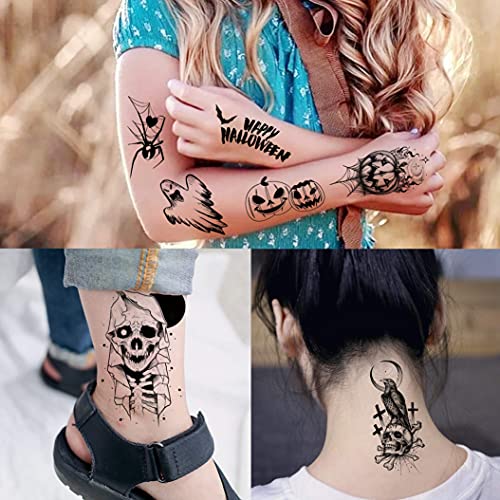 Shegazzi 52 Sheets Halloween Temporary Tattoos For Kids Boys Girls Women Men,...
