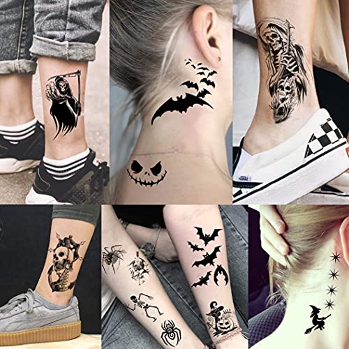 Shegazzi 52 Sheets Halloween Temporary Tattoos For Kids Boys Girls Women Men,...