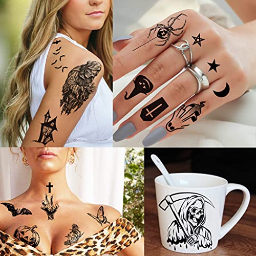 Shegazzi 52 Sheets Halloween Temporary Tattoos For Kids Boys Girls Women Men,...