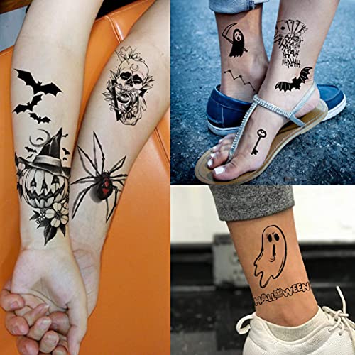 Shegazzi 52 Sheets Halloween Temporary Tattoos For Kids Boys Girls Women Men,...