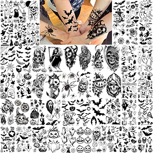 Shegazzi 52 Sheets Halloween Temporary Tattoos For Kids Boys Girls Women Men,...