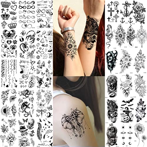 Shegazzi 64 Sheets 3D Flower Temporary Tattoos For Women Girl, 12 Sheets Real...