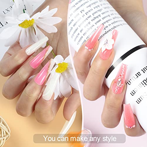 Poly Nail Gel Kit with 36W LED Nail Lamp Glitter Clear White Pink Color 10pcs...