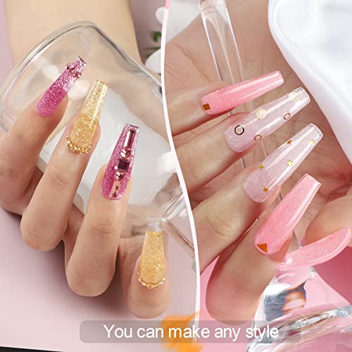 Poly Nail Gel Kit with 36W LED Nail Lamp Glitter Clear White Pink Color 10pcs...