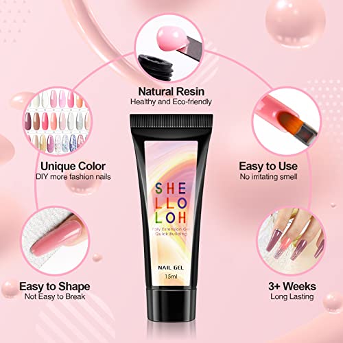 Poly Nail Gel Kit with 36W LED Nail Lamp Glitter Clear White Pink Color 10pcs...