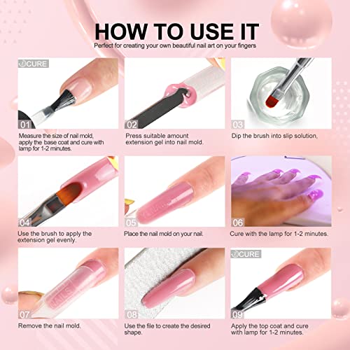 Poly Nail Gel Kit with 36W LED Nail Lamp Glitter Clear White Pink Color 10pcs...