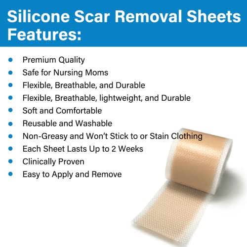 Silicone Scar Sheets(1.6'' x 60''), Medical Grade Scar Tape, Reusable Silicon...