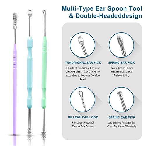 SHIISEWE Ear Wax Cleaning Kit, 6-in-1 Earwax Removal Kit, Spring Earwax Clean...