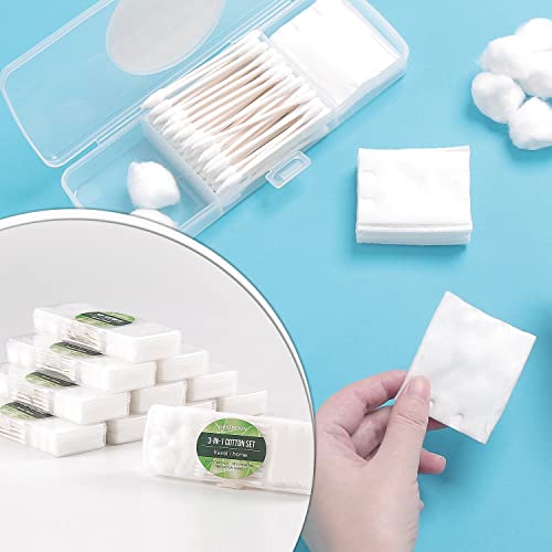 SHINEMOON Cotton Swabs, Cotton Makeup Pads, Cotton Balls, 3-in-1 Travel Size ...