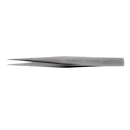 SHINING CROWN Tweezers for Eyelash Extension Straight and Curved 2PCS Set