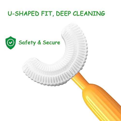 SHNOKER New Toothbrush with U-Shaped Food Grade Silicone Brush Head for Kids ...