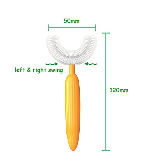 SHNOKER New Toothbrush with U-Shaped Food Grade Silicone Brush Head for Kids ...
