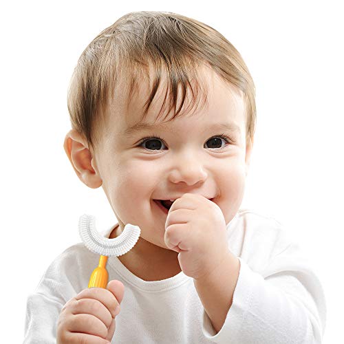 SHNOKER New Toothbrush with U-Shaped Food Grade Silicone Brush Head for Kids ...