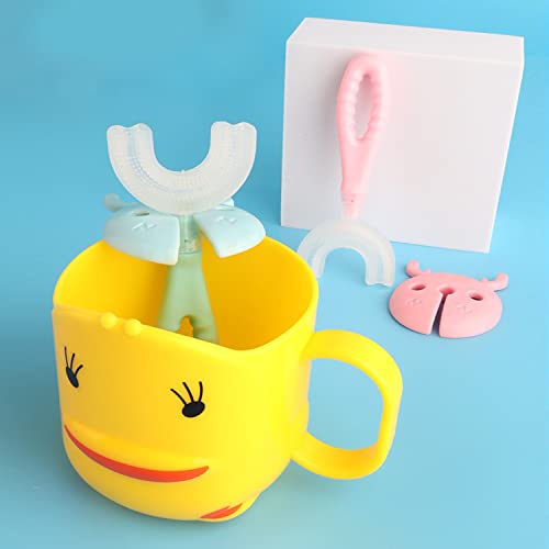 Toddler U-Shaped Toothbrush Foam Toothpaste Set，Kids Silicone Toothbrush 360...