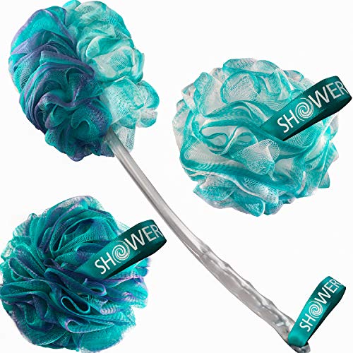 2-Side-Loofah-Back-Scrubber & Bath-Sponges by-Shower-Bouquet: 1-Long-Handle-B...