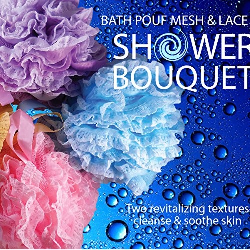 Loofah-Bath-Sponge Lace-Mesh-Set >> 2-Scrubs-in-1 by Shower Bouquet: Large Fu...