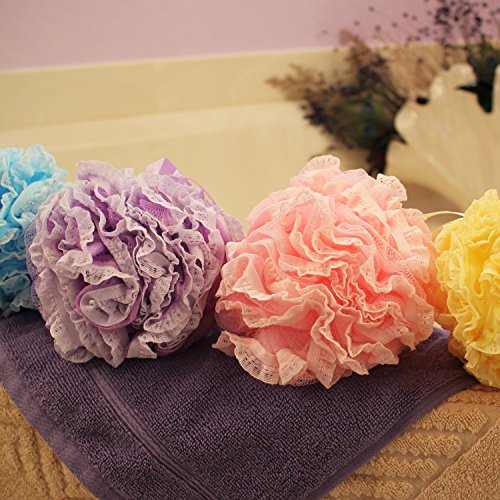 Loofah-Bath-Sponge Lace-Mesh-Set >> 2-Scrubs-in-1 by Shower Bouquet: Large Fu...