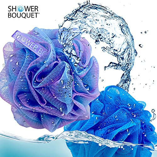 Loofah Bath-Sponge Swirl-Deep-Set-XL-75g by Shower Bouquet - Extra Large 4 Pa...