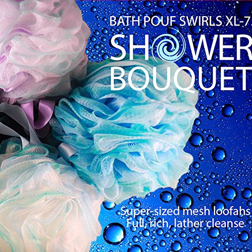 Loofah Bath-Sponge Swirl-Set-XL-75g by Shower Bouquet: Extra-Large Mesh Pouf ...