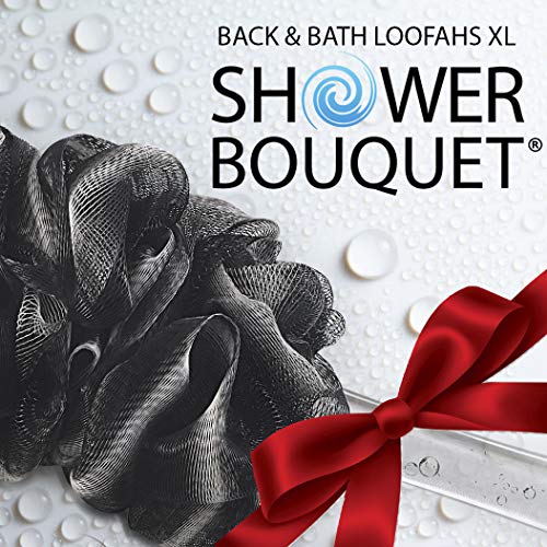 Loofah-Charcoal Back-Scrubber & Bath-Sponges by Shower Bouquet: 1 Long-Handle...