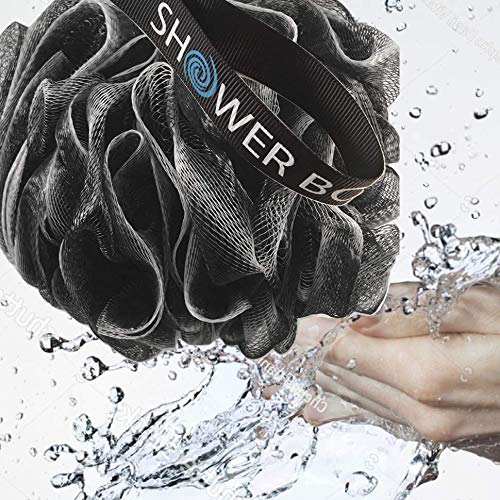 Loofah-Charcoal Bath-Sponge XL-75g-Set by Shower Bouquet: 4-Pack, Extra Large...