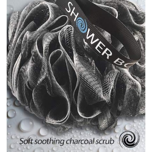 Loofah-Charcoal Bath-Sponge XL-75g-Set by Shower Bouquet: 4-Pack, Extra Large...