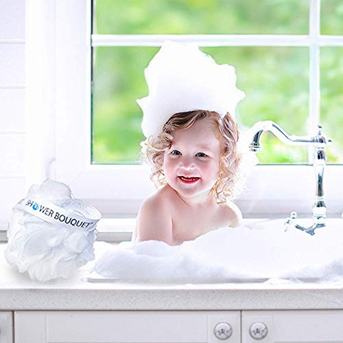 Loofah Soft-White-Cloud Bath-Sponge XL-75g-Set by Shower Bouquet: 4 Pack, Ext...