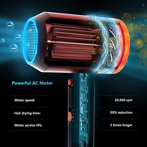 SHRATE Ionic Hair Dryer, Blow Dryer with Diffuser,Integrated Design,Negative ...