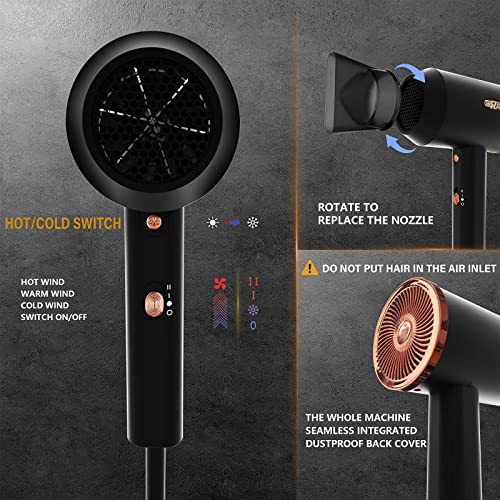 SHRATE Ionic Hair Dryer, Blow Dryer with Diffuser,Integrated Design,Negative ...