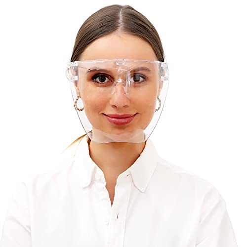 Clear Face_Mask Shield, 2 Pack Safety Transparent_Face_Mask with Glasses Fram...