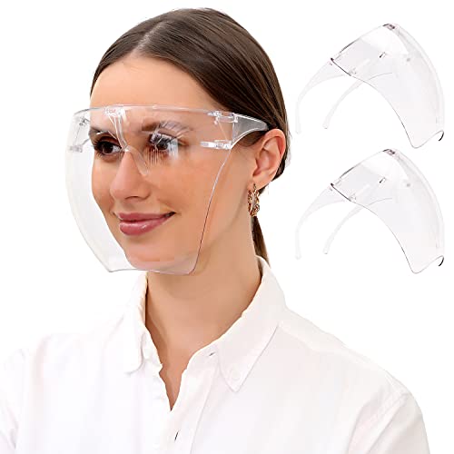 Clear Face_Mask Shield, 2 Pack Safety Transparent_Face_Mask with Glasses Fram...