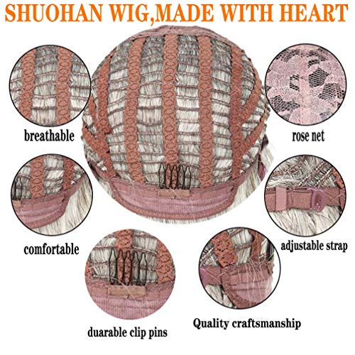 SHUOHAN Fahion Short Bob Wigs With Bangs Women's Short Wig Wine Red Wig with ...