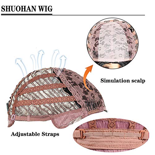 SHUOHAN Fahion Short Bob Wigs With Bangs Women's Short Wig Wine Red Wig with ...