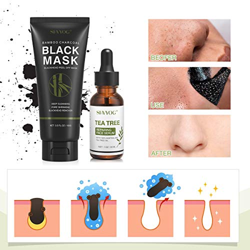 Blackhead Peel Off Face Mask, SHVYOG 3-in-1 Blackhead Remover Mask with Brush...