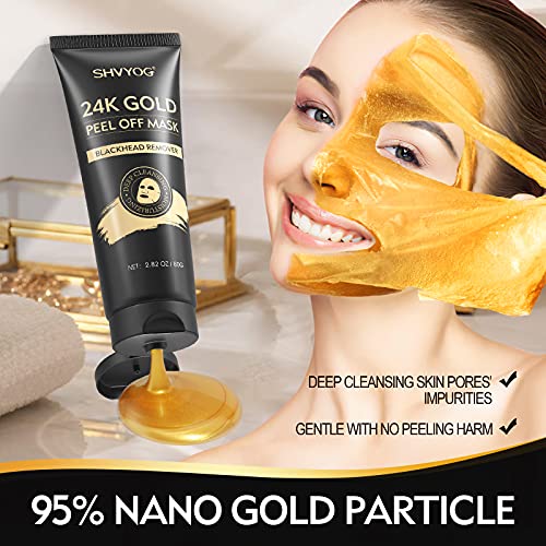Blackhead Remover Mask, 3-in-1 Peel off Face Mask with 24K Gold Serum & Silic...