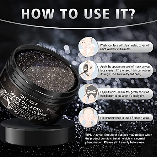 SHVYOG Charcoal Space Galactic Blackhead Remover Mask, Black Peel Off Face Ma...