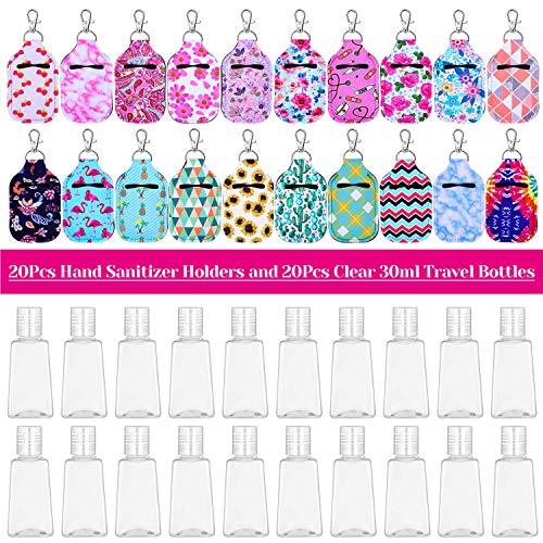 Hand Sanitizer Holders, Shynek 40pcs Empty Travel Size Bottle and Keychain Ho...
