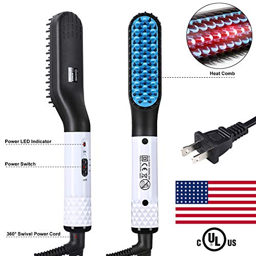 SIAMHOO Hair Straightener Brush, Beard Straightener for Men, Electric Quick C...