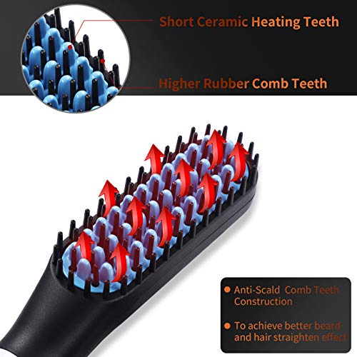 SIAMHOO Hair Straightener Brush, Beard Straightener for Men, Electric Quick C...