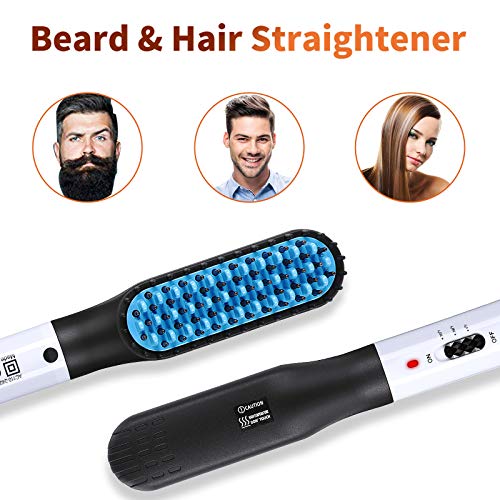 SIAMHOO Hair Straightener Brush, Beard Straightener for Men, Electric Quick C...