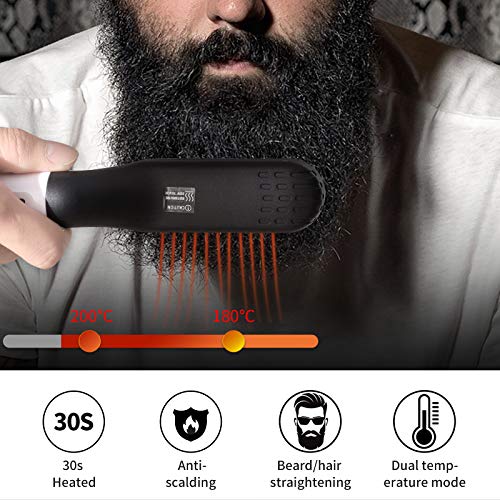SIAMHOO Hair Straightener Brush, Beard Straightener for Men, Electric Quick C...