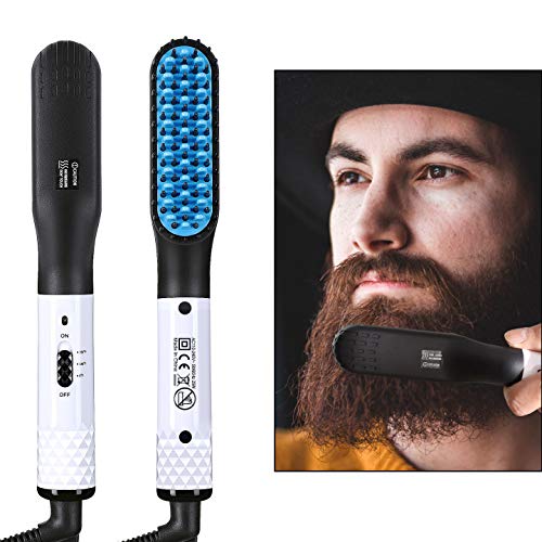 SIAMHOO Hair Straightener Brush, Beard Straightener for Men, Electric Quick C...