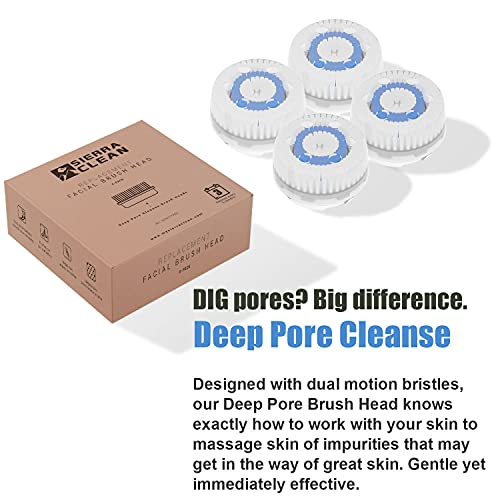 Sierra Clean Replacement Facial Cleansing Brush Heads compatible with Deep Po...