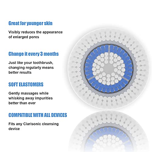 Sierra Clean Replacement Facial Cleansing Brush Heads compatible with Deep Po...