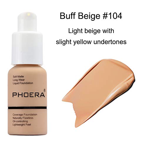 PHOERA 30ml Foundation Liquid Full Coverage 24HR Matte Oil Control Concealer ...
