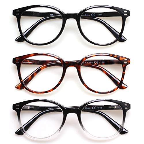 3 Pack Reading Glasses Spring Hinge Stylish Readers Black / Tortoise for Men ...