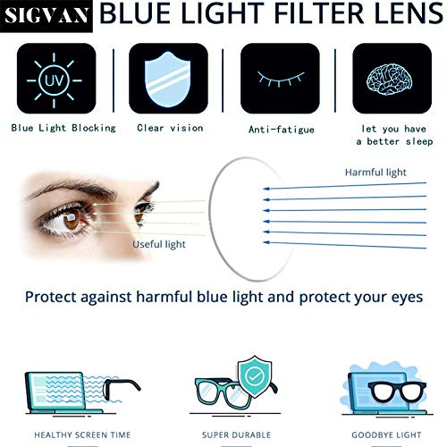 SIGVAN Ladies Reading Glasses Blue Light Blocking Spring Hinge Fashion Patter...