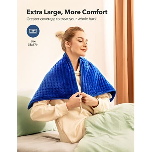 XXX-Large Heating Pad for Fast Pain Relief, 33'' x 17'' Ultra Soft Electric P...